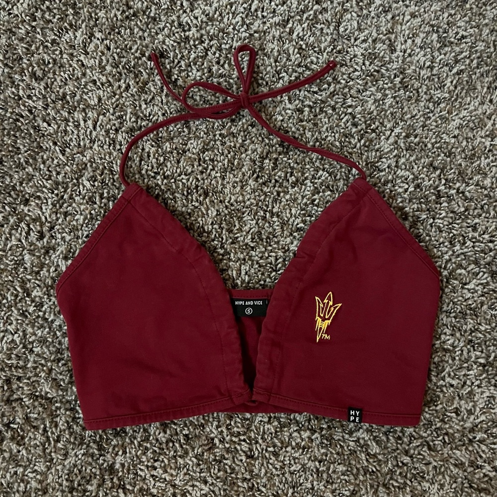 Maroon Halter Top with Embroidered ASU logo